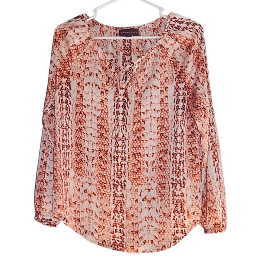 DANA BUCHMAN women's x-small 100% polyester abstract snakeskin print blouse